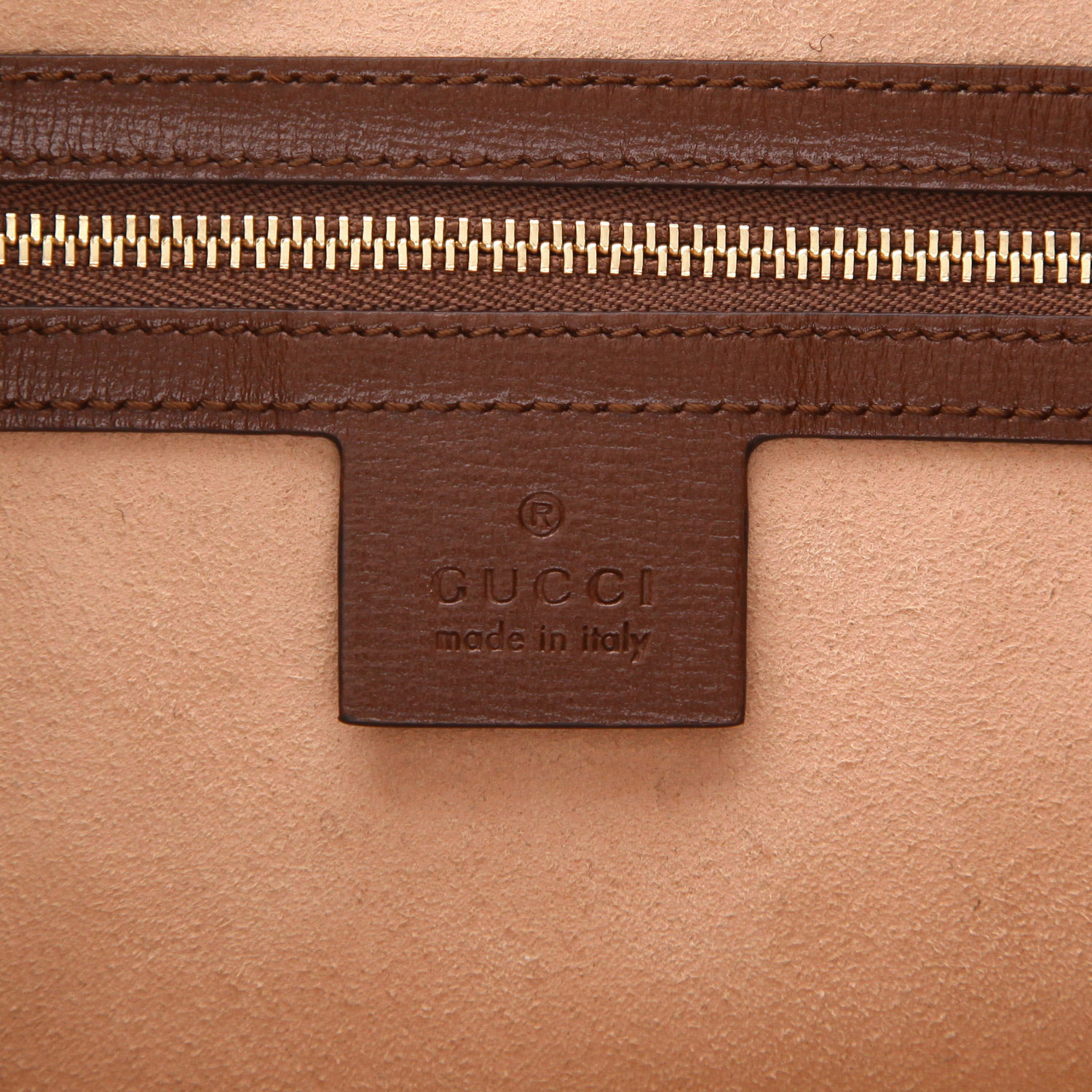 Sac à main Gucci  Jackie grand modèle  en toile sûpreme GG beige et cuir marron - Detail D2