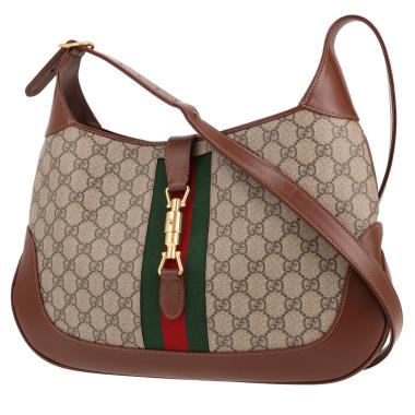 Borsa Gucci  Jackie modello grande  in tela "sûpreme GG" beige e pelle marrone