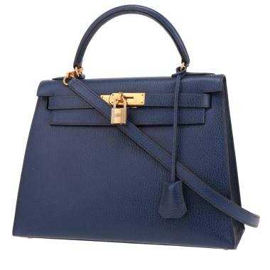 Borsa Hermès  Kelly 28 cm in pelle Ardenne blu