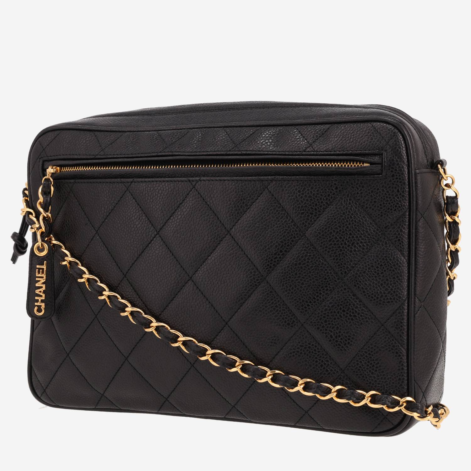 Borsa a tracolla Chanel  Vintage in pelle martellata e trapuntata nera