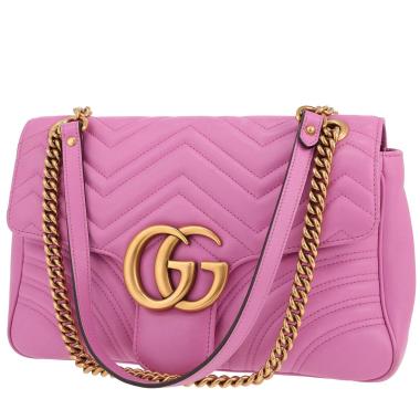 Sac bandoulière Gucci  GG Marmont en cuir matelassé rose