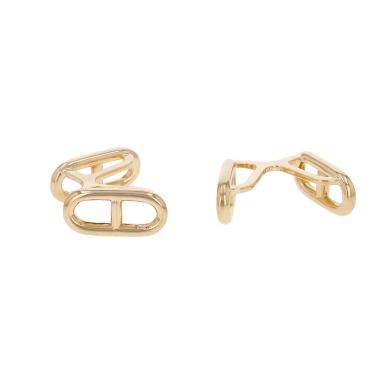 Coppia di gemelli rigida Hermès Chaîne d'Ancre in oro giallo