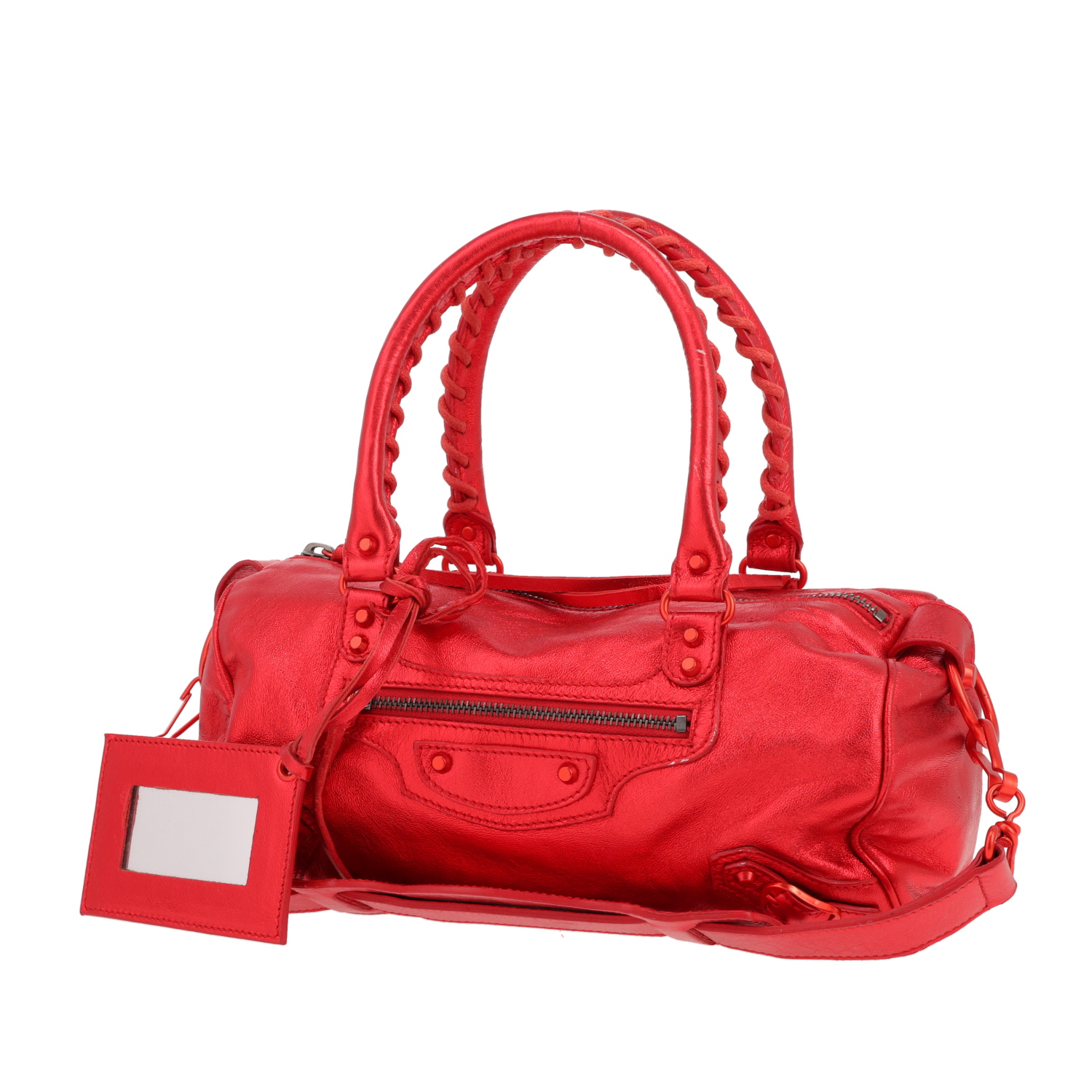 Sac à main Balenciaga  City en cuir irisé rouge - Detail D4