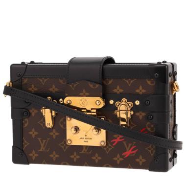 Borsa a tracolla Louis Vuitton  Petite Malle in tela monogram marrone e pelle nera