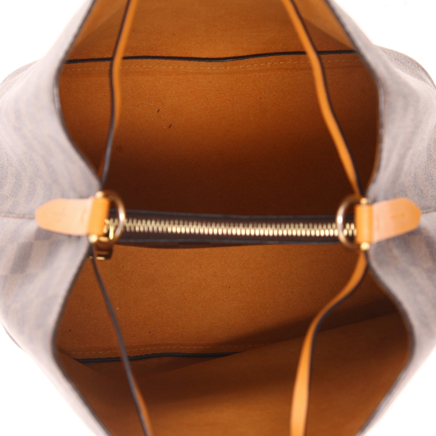 Louis Vuitton  NéoNoé handbag  in ebene damier canvas  and saffron yellow leather - Detail D3