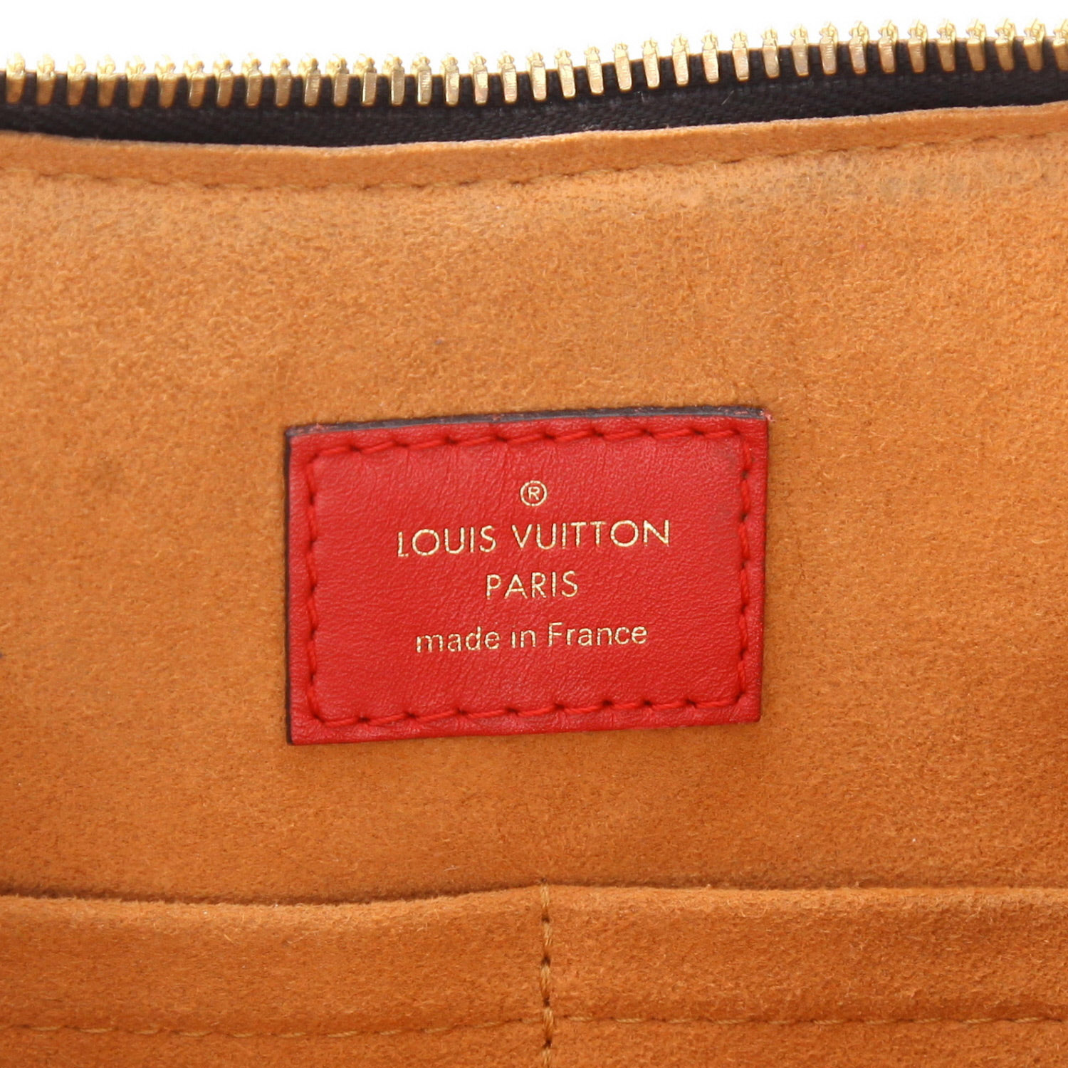 Borsa Louis Vuitton  Tuileries in pelle rossa e nera e tela monogram marrone - Detail D2