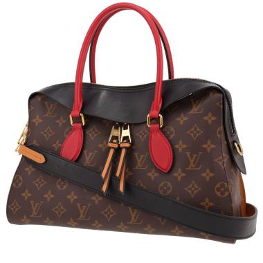 Sac à main Louis Vuitton  Tuileries en cuir rouge et noir et toile monogram marron