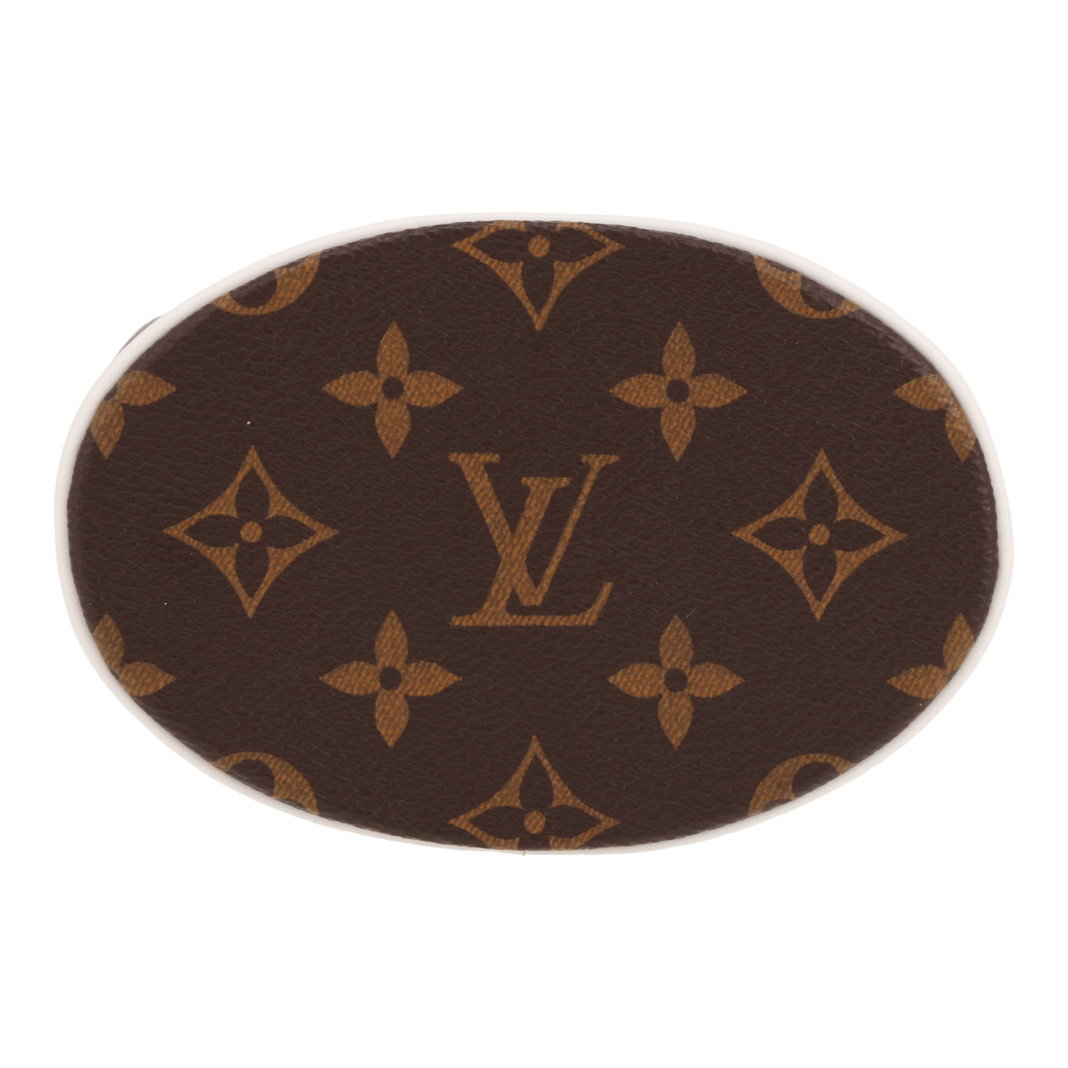 Louis Vuitton  Bucket mini  handbag  in brown monogram canvas  and white leather - Detail D1
