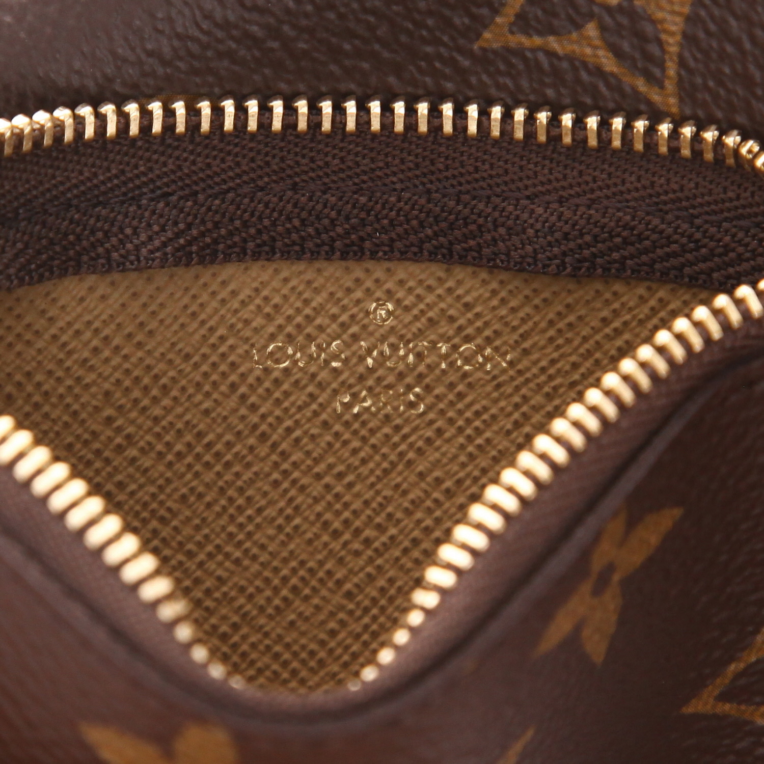 Borsa Louis Vuitton  Bucket mini  in tela monogram marrone e pelle bianca - Detail D2