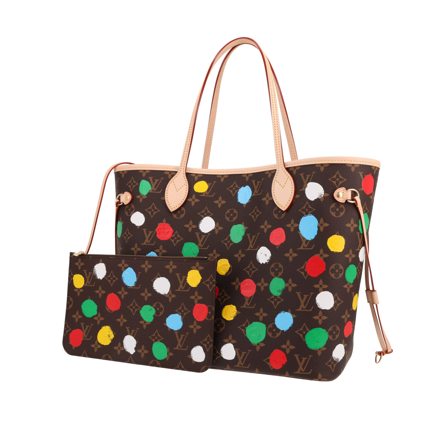 Louis Vuitton  Neverfull Editions Limitées medium model  shopping bag  monogram canvas  and natural leather - Detail D4