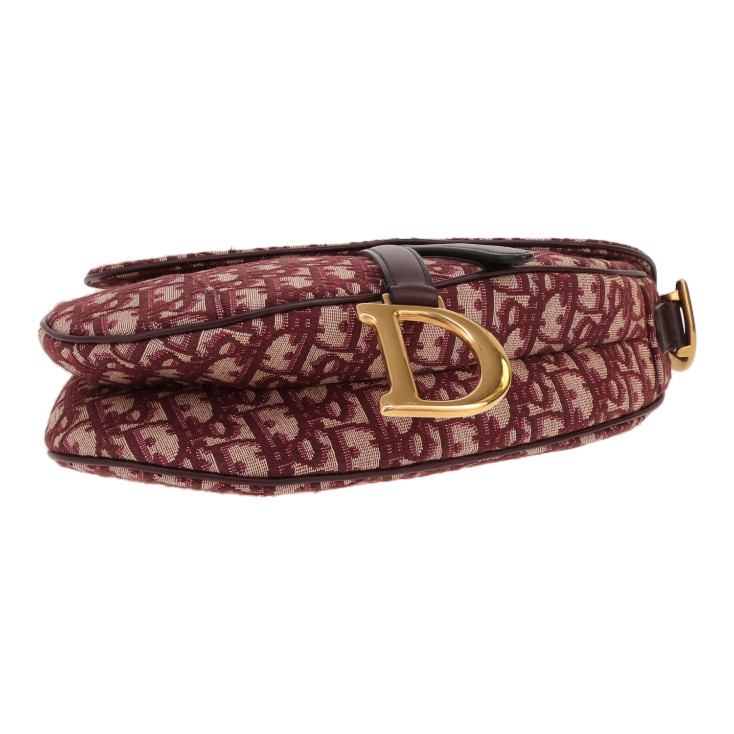 Dior  Saddle handbag  in burgundy monogram canvas Oblique  and burgundy leather - Detail D1