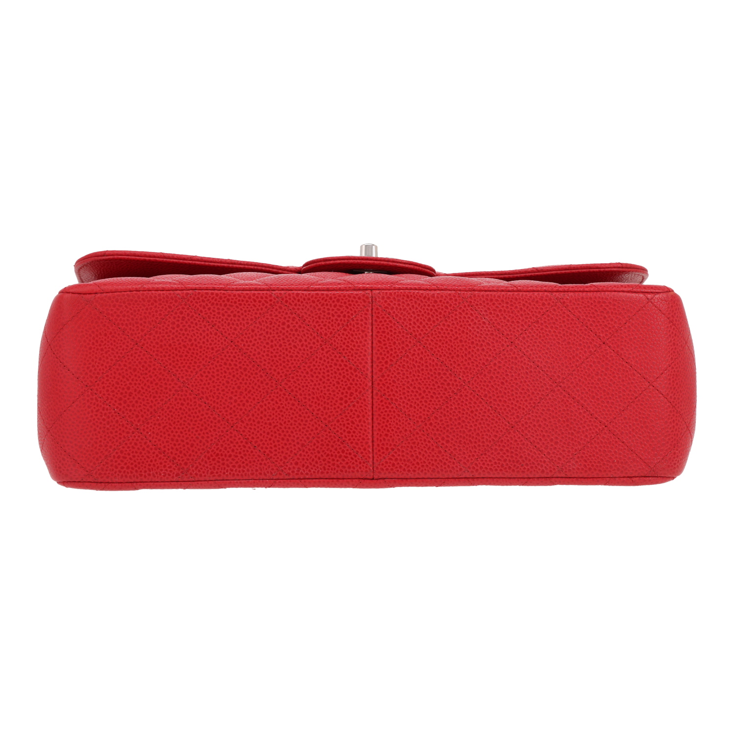 Chanel  Timeless Jumbo shoulder bag  in red quilted grained leather - Detail D1