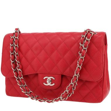 Sac bandoulière Chanel  Timeless Jumbo en cuir grainé matelassé rouge