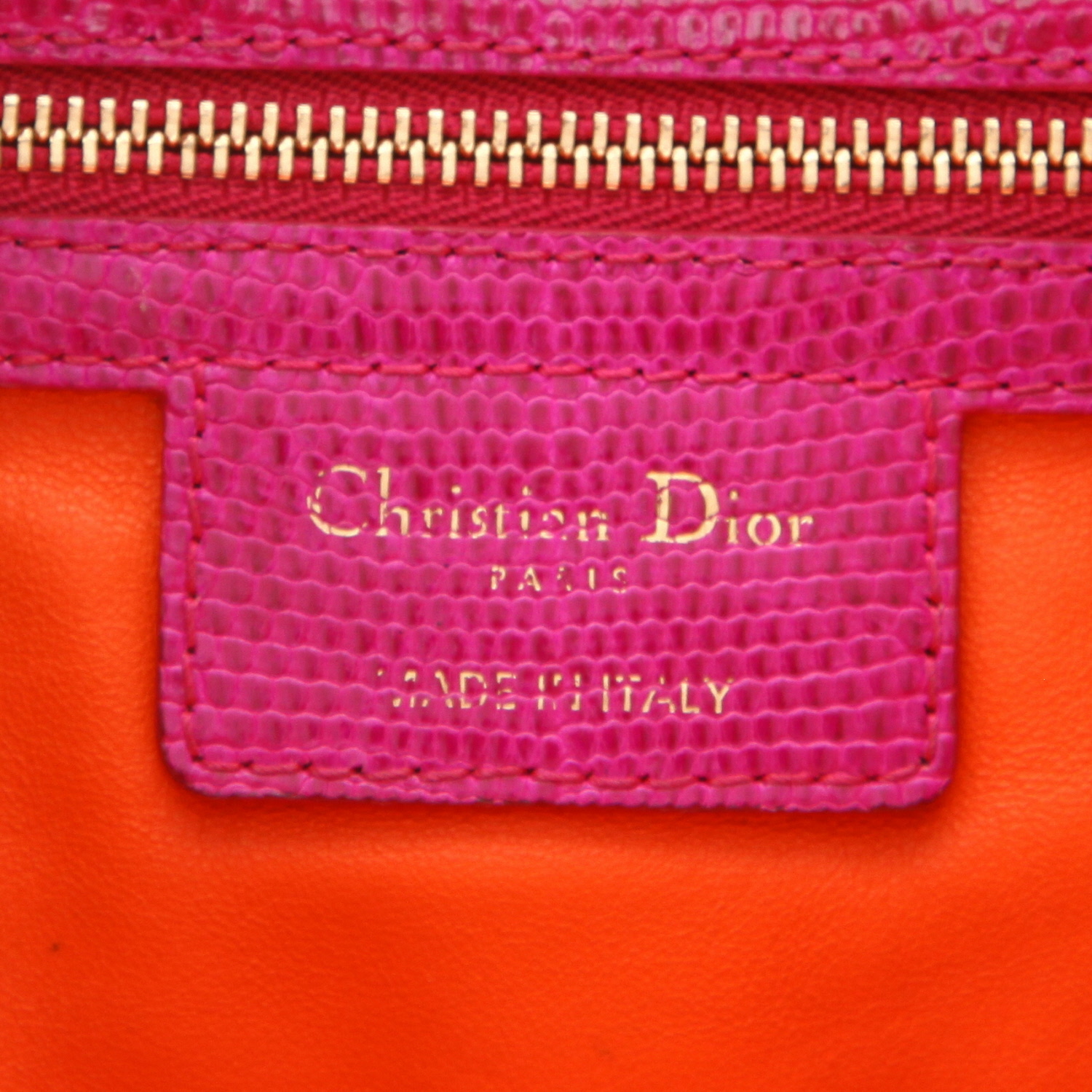 Dior  Lady Dior handbag  in pink, purple and orange lizzard - Detail D2