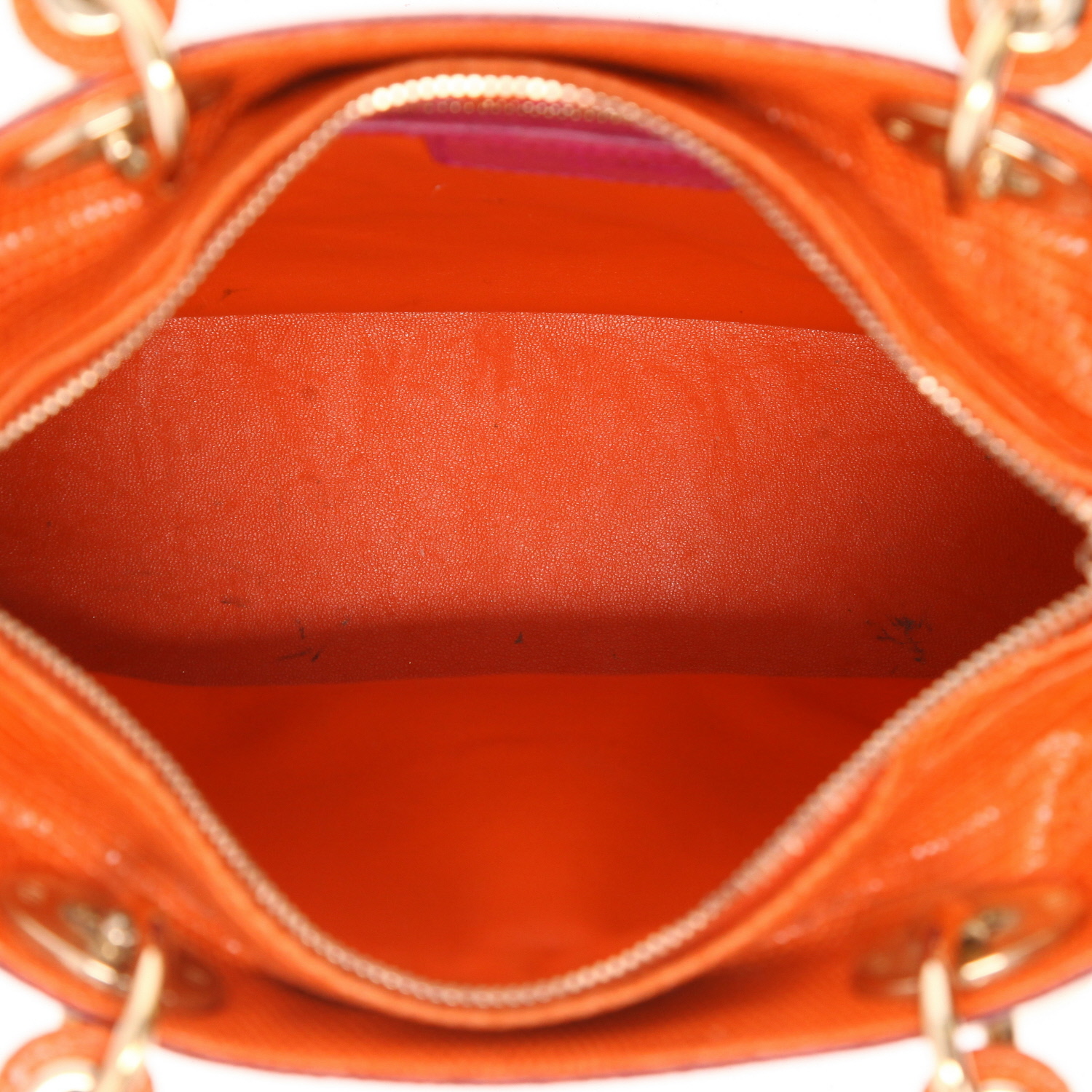 Borsa Dior  Lady Dior in lucertola rosa viola e arancione - Detail D3