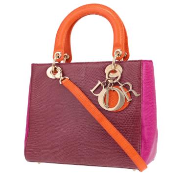 Dior  Lady Dior handbag  in pink, purple and orange lizzard