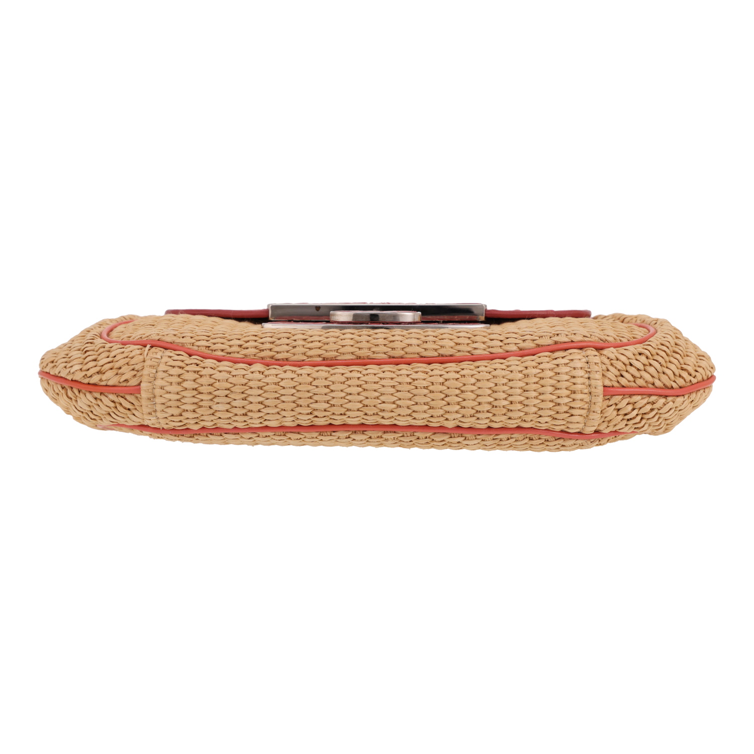 Bolso para llevar al hombro Prada   en mimbre beige y avestruz rosa - Detail D1