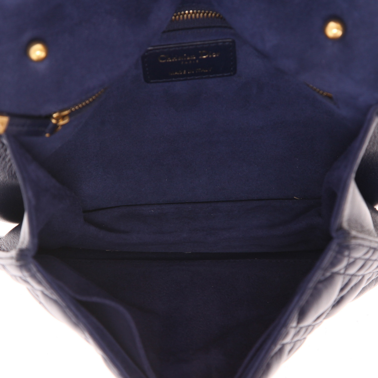 Dior  Dioraddict shoulder bag  in blue leather cannage - Detail D3