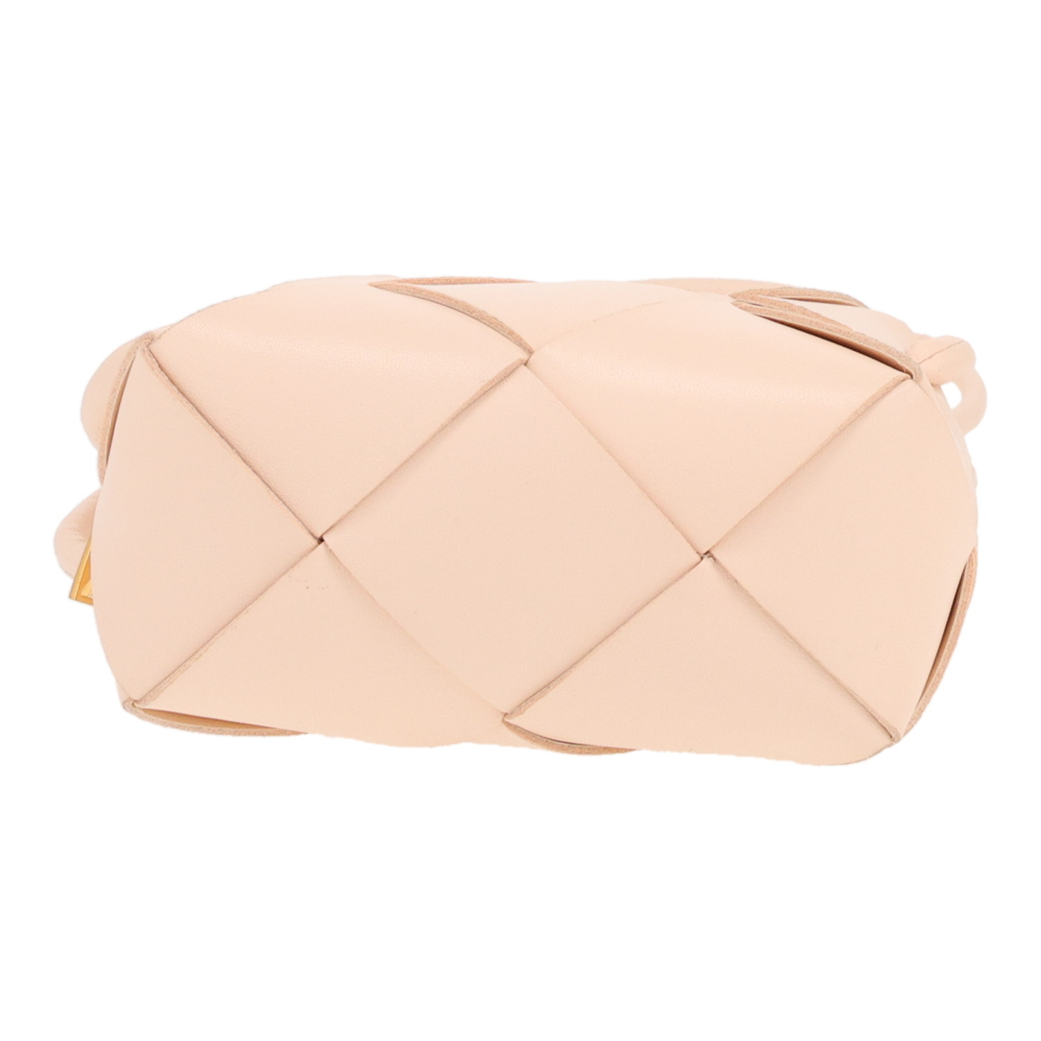 Borsa a tracolla Bottega Veneta  Camera Loop mini  in pelle intrecciata color crema - Detail D1