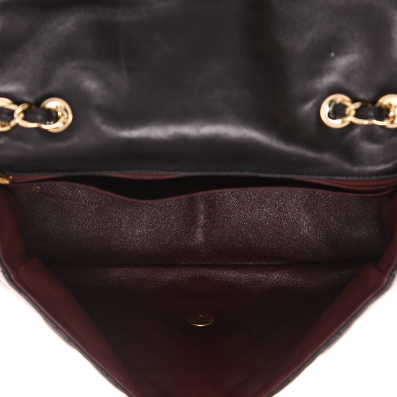 Chanel  Timeless Jumbo shoulder bag  in black quilted leather - Detail D3