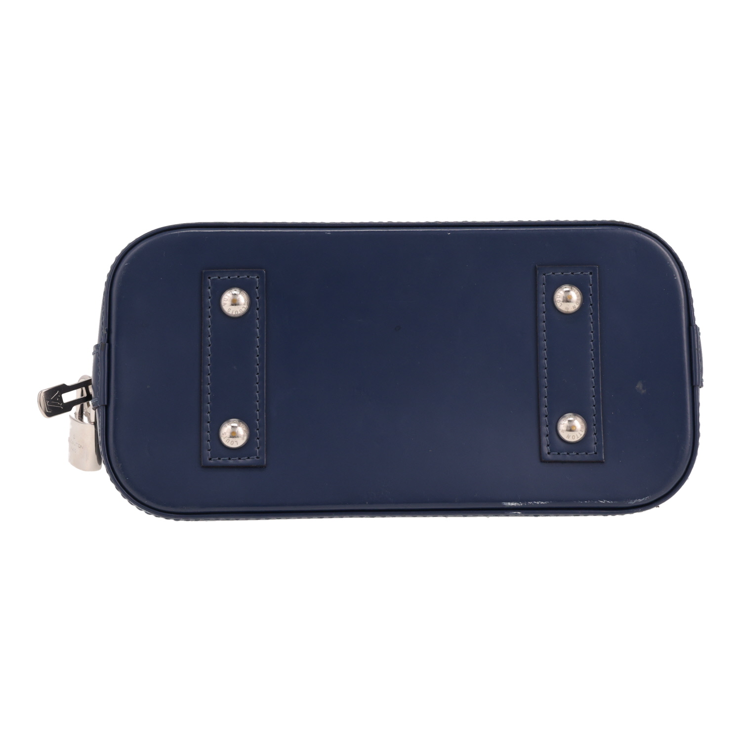 Louis Vuitton  Alma BB handbag  in blue epi leather  and burgundy leather - Detail D1