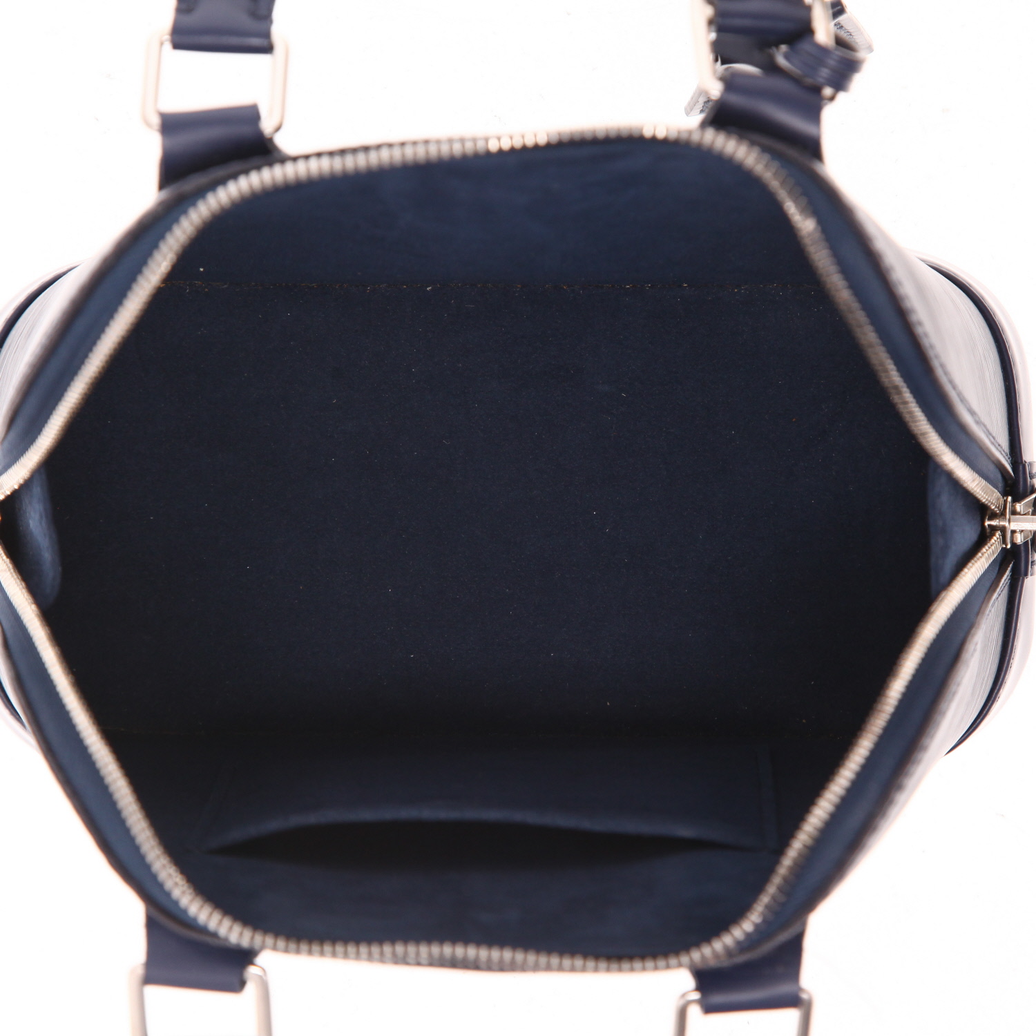 Borsa Louis Vuitton  Alma BB in pelle Epi blu e pelle bordeaux - Detail D3