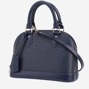 Borsa Louis Vuitton  Alma BB in pelle Epi blu e pelle bordeaux