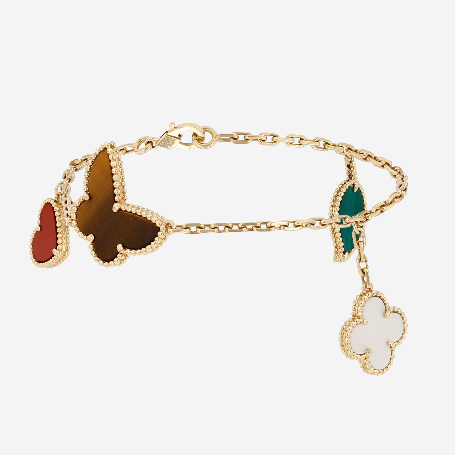 Brazalete Van Cleef & Arpels Lucky Alhambra de oro amarillo, nácar y piedras de colores
