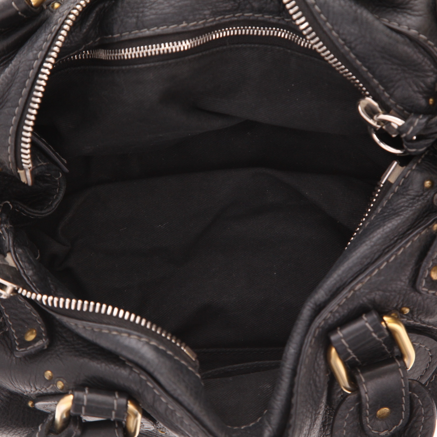 Chloé  Paddington handbag  in black grained leather - Detail D3