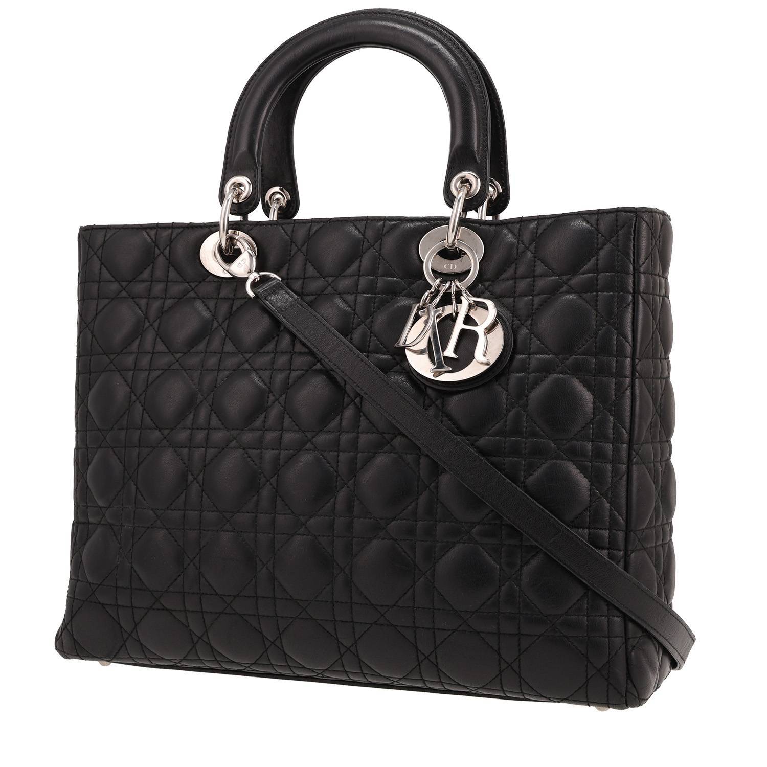 Sac Lady Dior grand modèle cuir cannage noir occasion