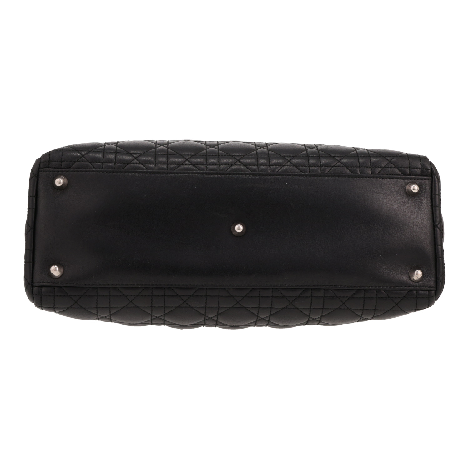 Bolso de mano Dior  Lady Dior modelo grande  en cuero cannage negro - Detail D1