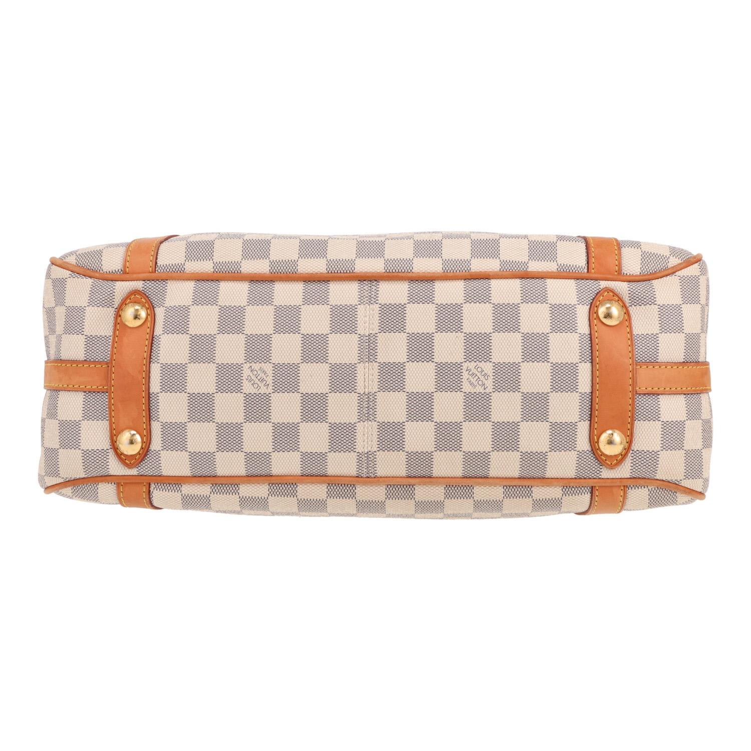Louis Vuitton  Stresa handbag  in azur damier canvas  and natural leather - Detail D1