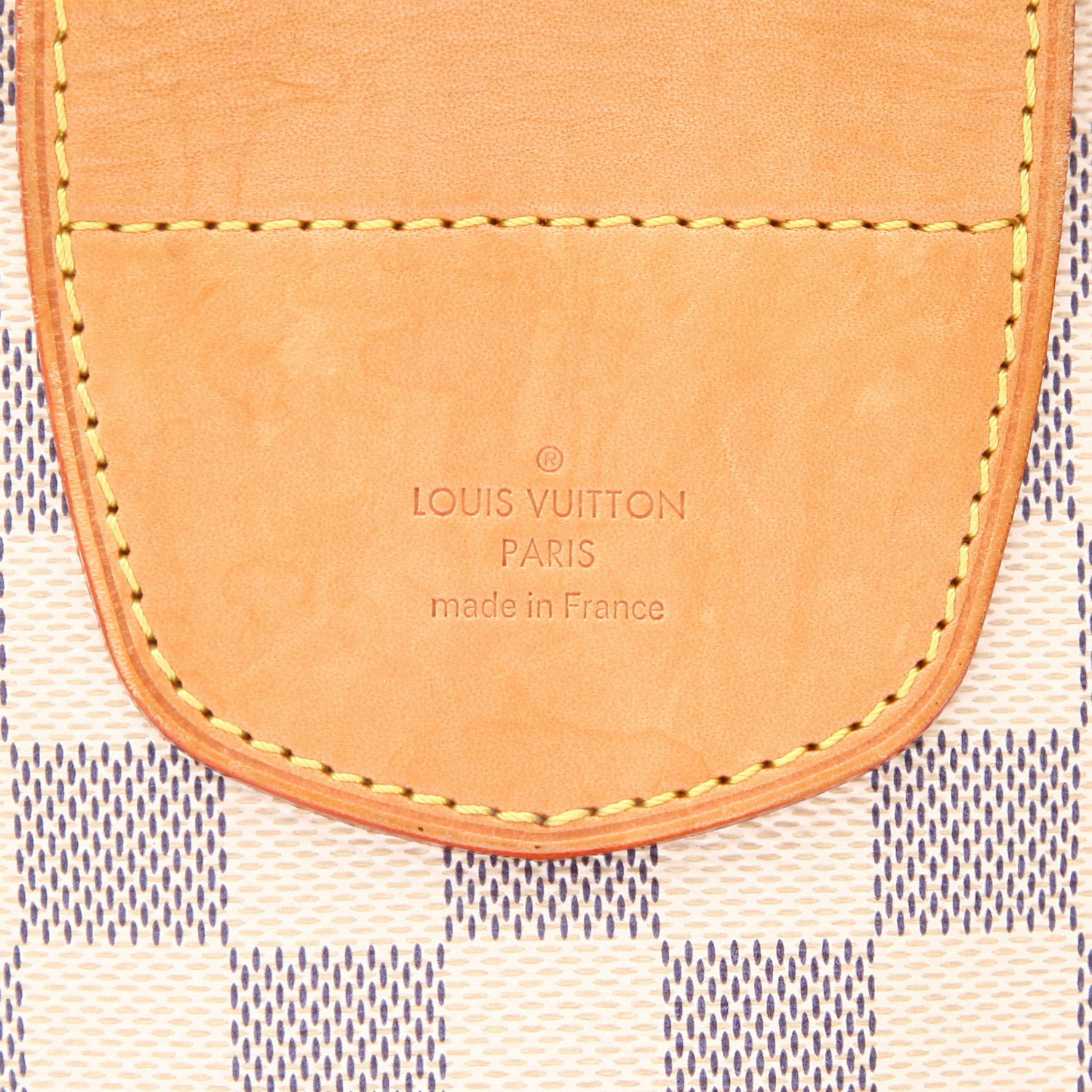 Louis Vuitton  Stresa handbag  in azur damier canvas  and natural leather - Detail D2