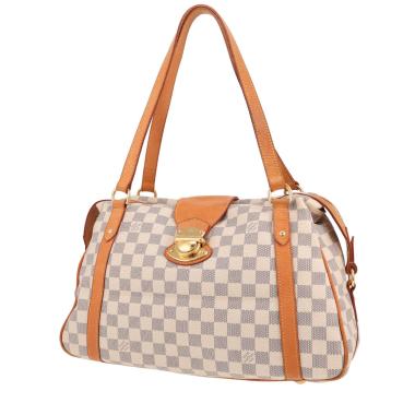 Bolso de mano Louis Vuitton  Stresa en lona a cuadros azul celeste y cuero natural