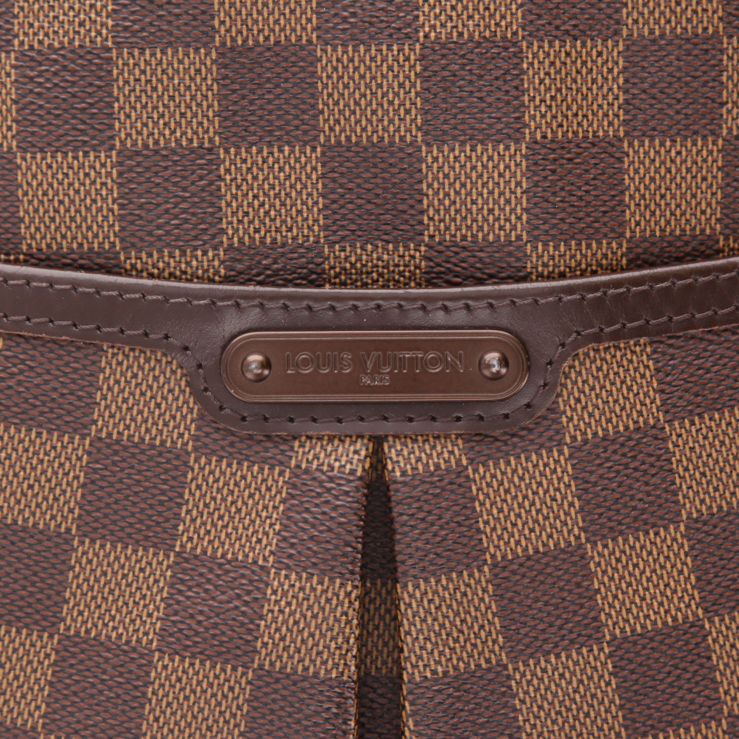 Borsa a tracolla Louis Vuitton  Bloomsbury in tela a scacchi ebana e pelle lucida marrone - Detail D2