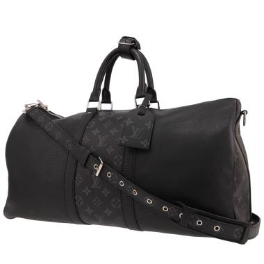 Sac de voyage Louis Vuitton  Keepall 45 en cuir taiga noir et toile monogram gris Graphite