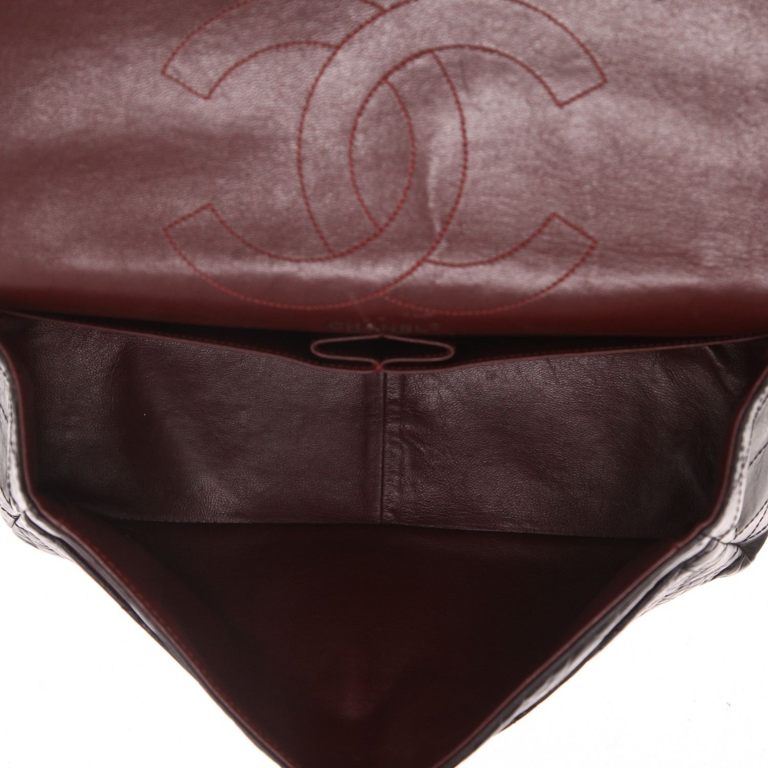 Sac bandoulière Chanel  2.55 grand modèle  en cuir matelassé noir - Detail D3