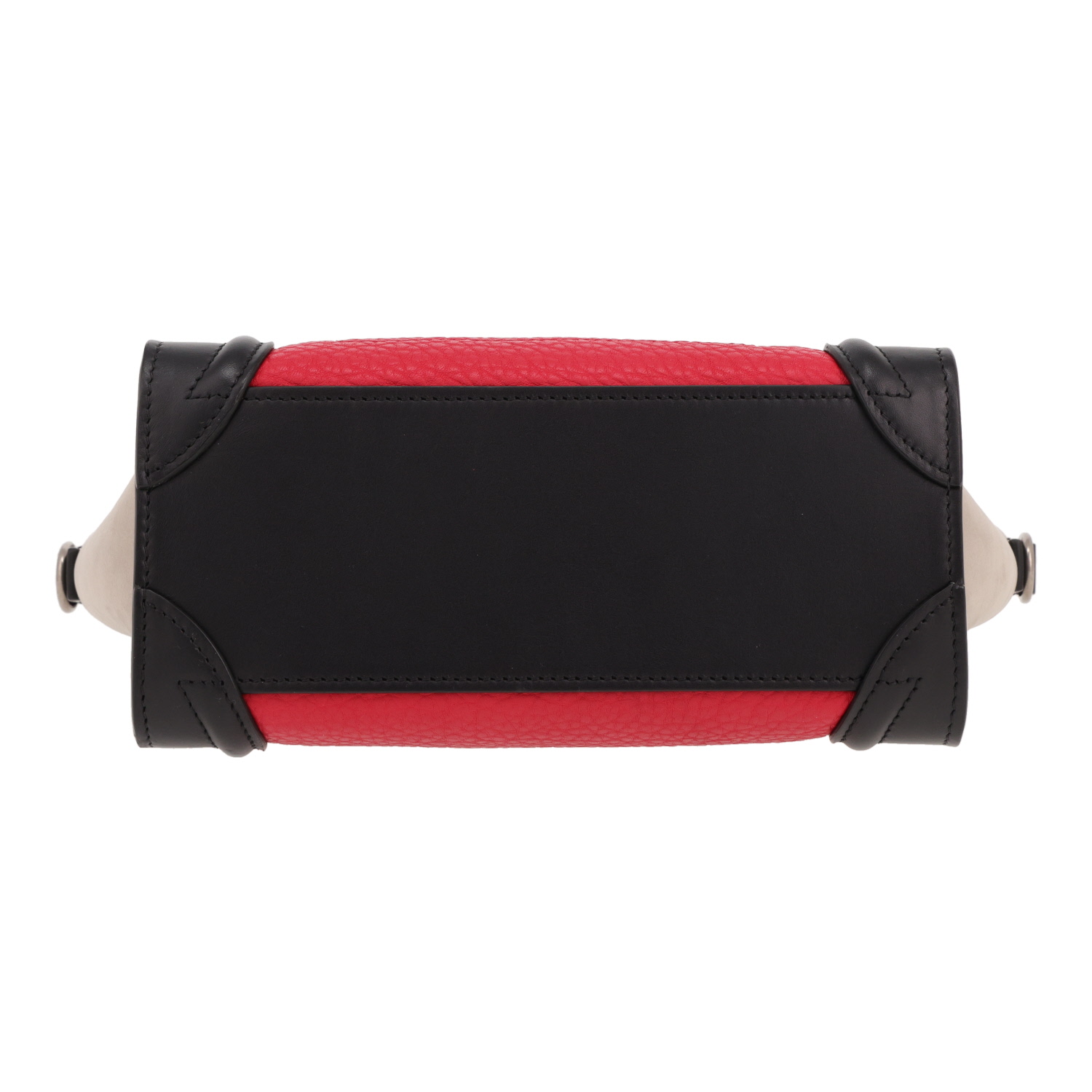 Sac à main Celine  Luggage Nano en cuir noir, rouge et gris - Detail D1