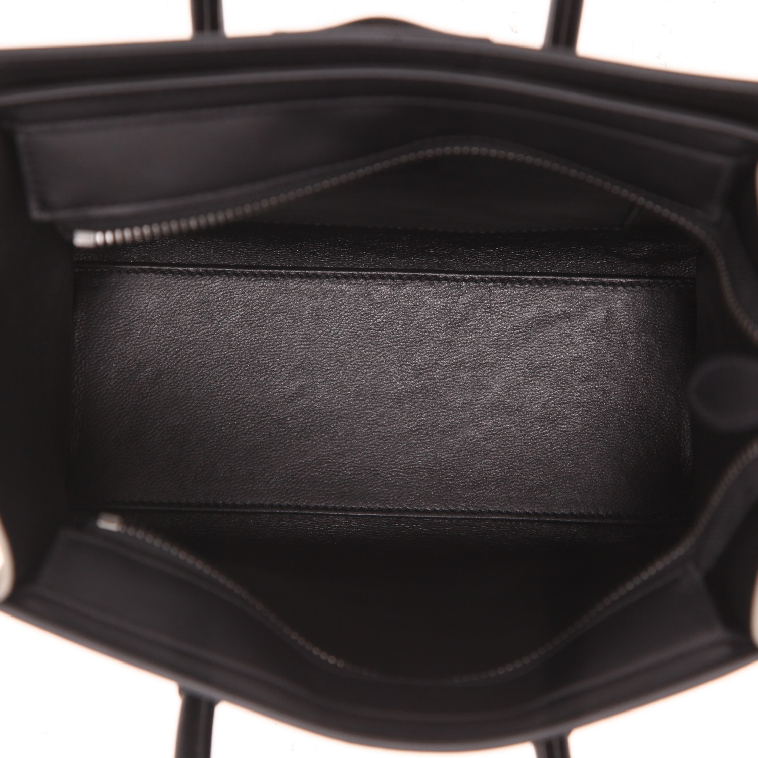 Bolso de mano Celine  Luggage Nano en cuero negro rojo y gris - Detail D3