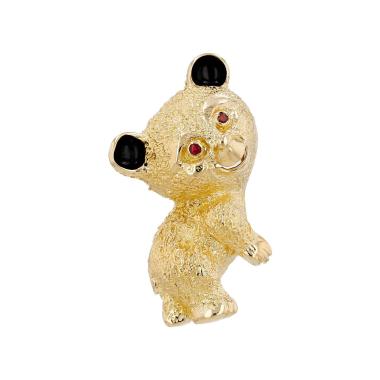 Broche Cartier  en or jaune, émail et rubis