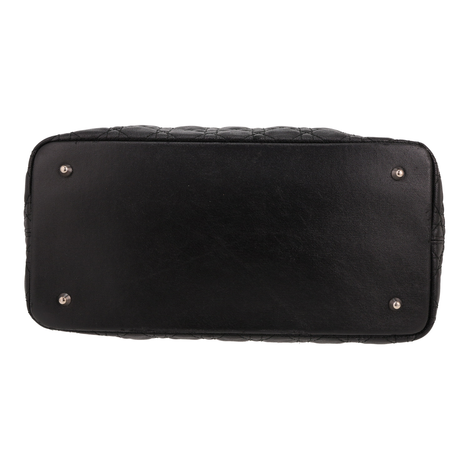 Dior  Panarea shopping bag  in black canvas cannage  and black leather - Detail D1