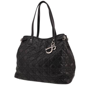 Sac cabas Dior  Panarea en toile cannage noire et cuir noir