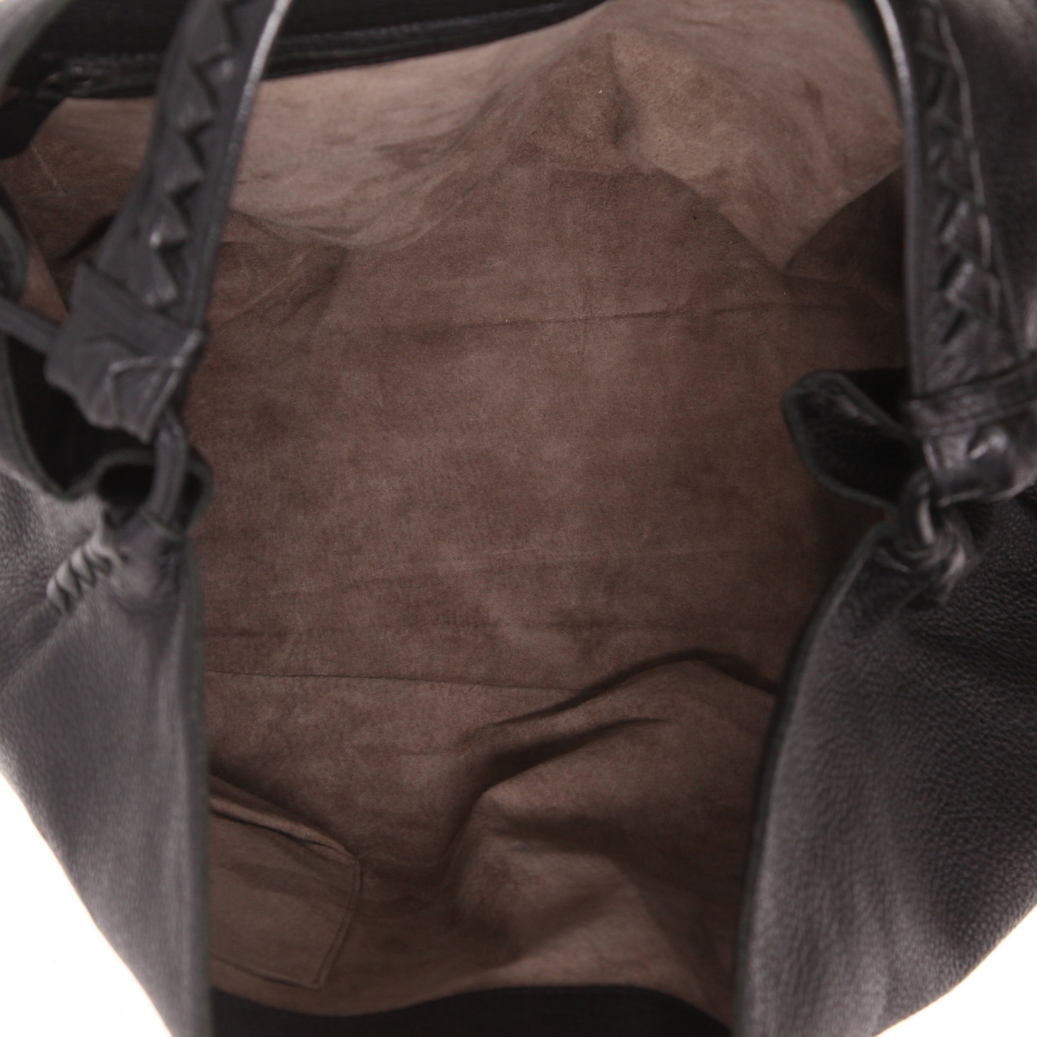 Sac à main Bottega Veneta   en cuir grainé noir - Detail D3