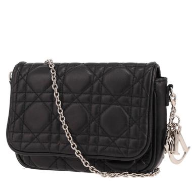 Bolso bandolera Dior   mini  en cuero cannage negro