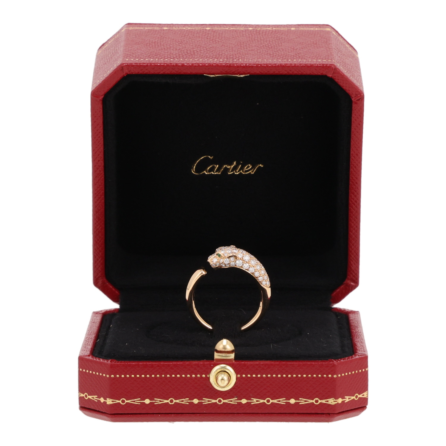 Bague Cartier Panthère petit modèle en or jaune, diamants et onyx - Detail D2