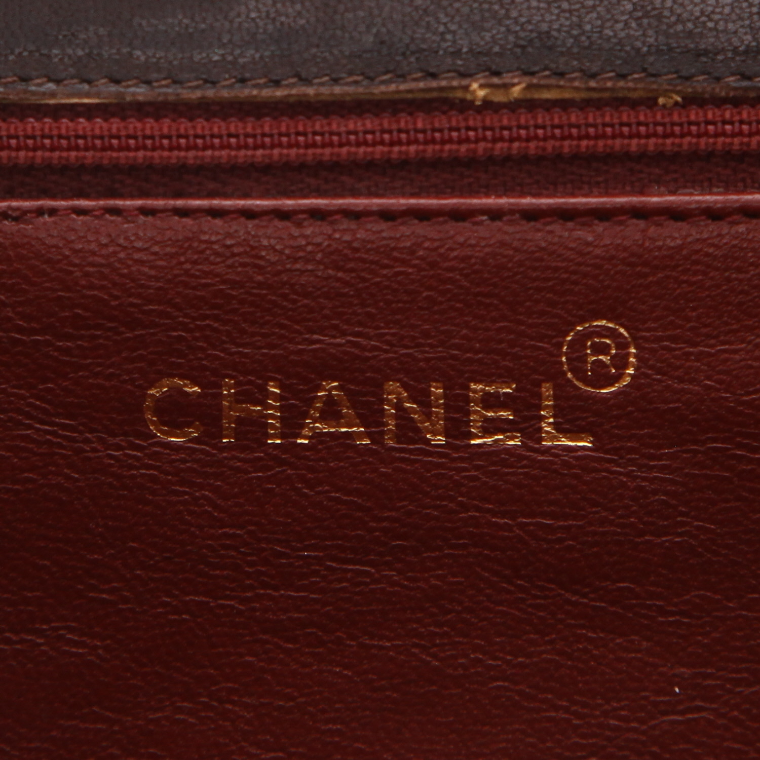 Sac porté épaule Chanel  Vintage en cuir matelassé marron - Detail D2