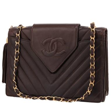 Bolso para llevar al hombro Chanel  Vintage en cuero acolchado marrón