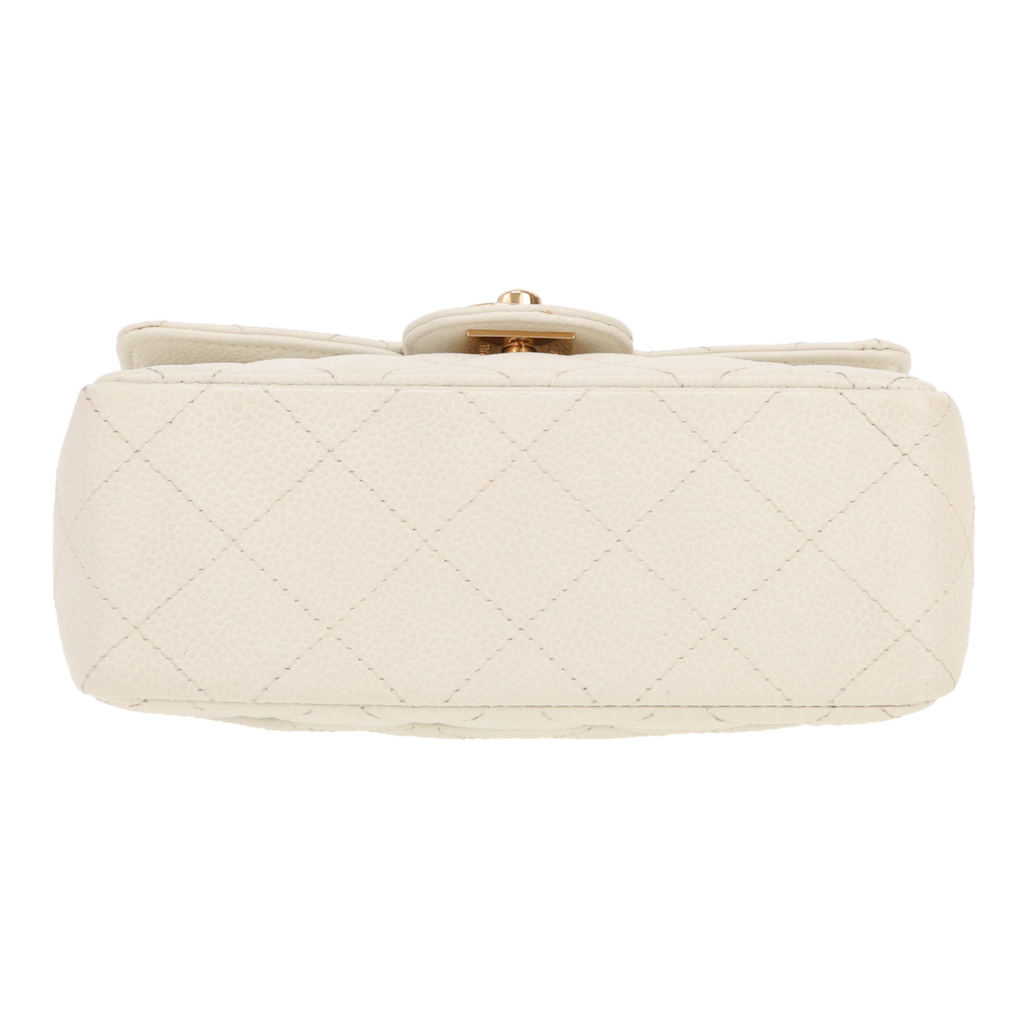 Chanel Timeless Mini shoulder bag in white quilted leather - Detail D1
