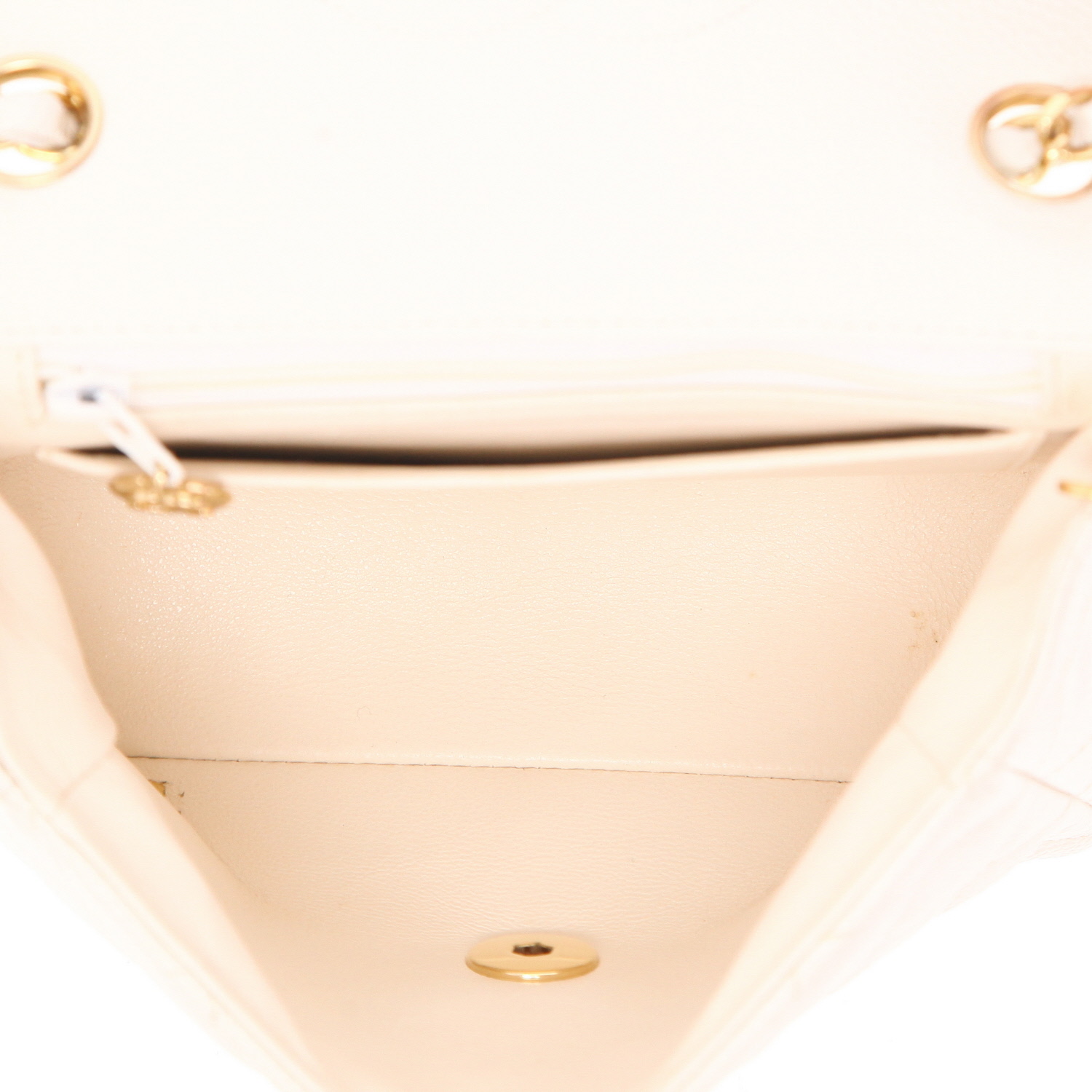 Borsa a tracolla Chanel Timeless Mini in pelle trapuntata bianca - Detail D3