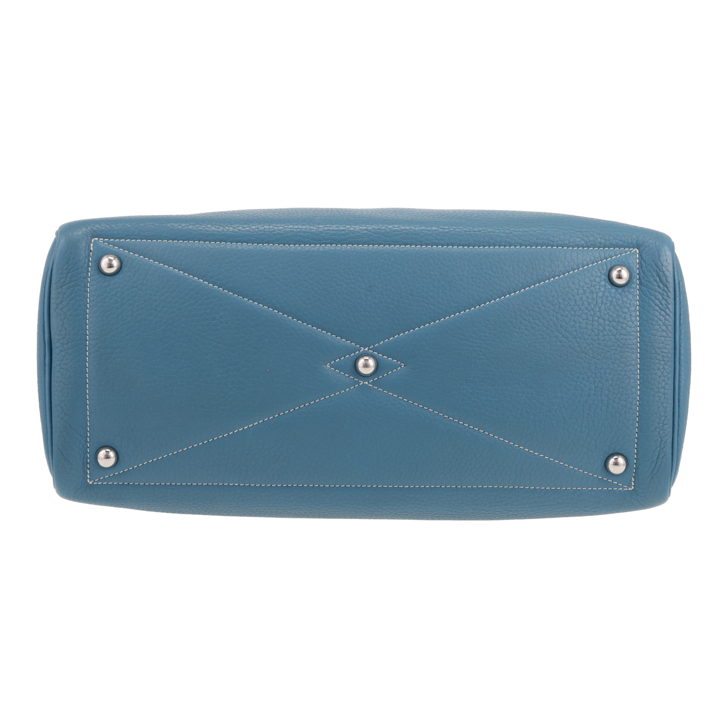 Sac à main Hermès  Victoria en cuir togo bleu-jean - Detail D1